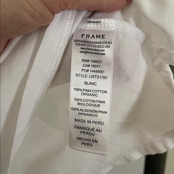 Frame Denim X Small Cotton Le‎ Mid Muscle Crew White Tee - Picture 5 of 6